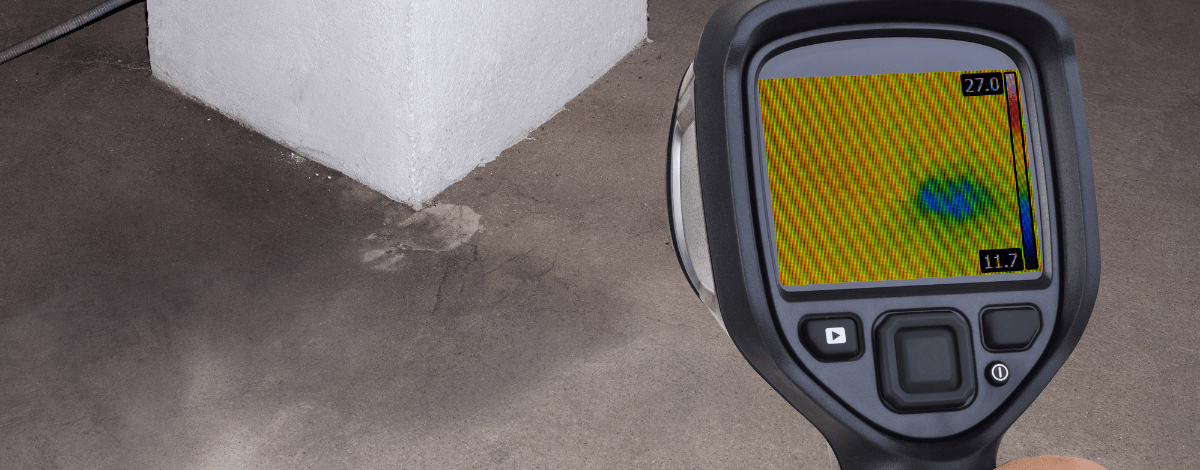 Detecting moisture from water damage from a leak.